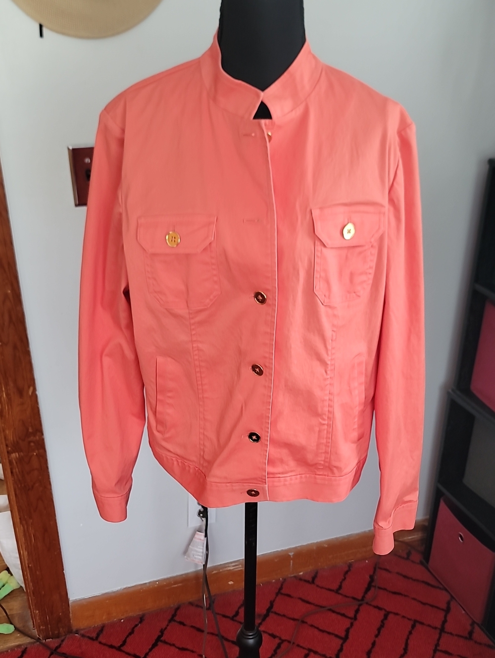 Jones New York Coral Utility Bomber Jacket size large